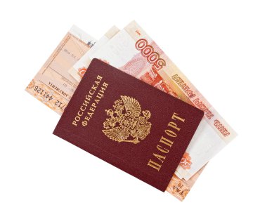 Rus Rublesi faturaları, tren bilet ve pasaport WHI üzerinde izole