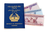 Afghánistán pas a peníze izolovaných na bílém pozadí