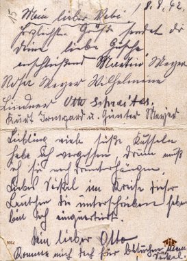  Eski bir el yazısıyla mektup, Almanya'nın 19'yazılı parçası