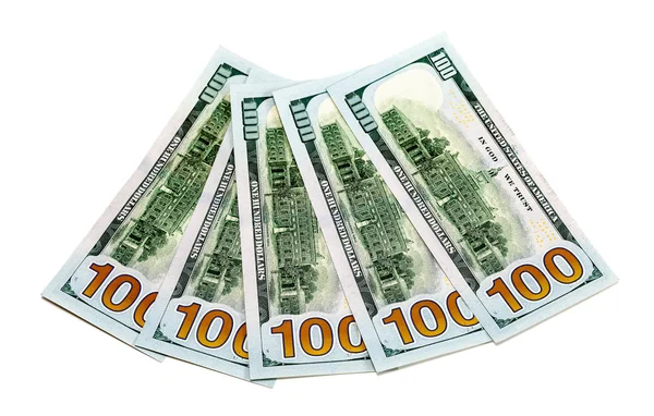 Dinheiro dólares americanos em um fundo branco — Fotografia de Stock