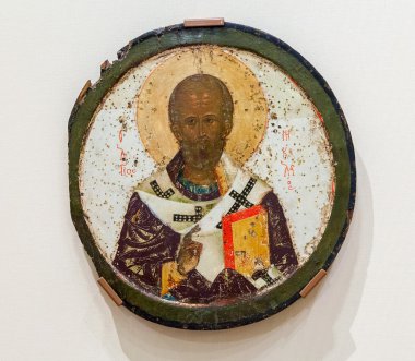 Saint Nicolas antika Rus Ortodoks simgesi