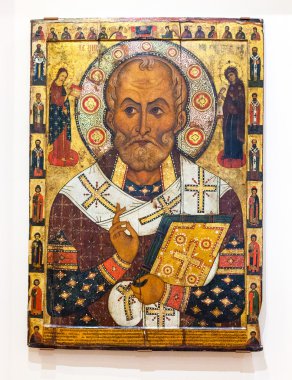 Saint Nicolas antika Rus Ortodoks simgesi