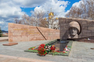 The eternal flame at the memorial complex in Samara, Russia clipart
