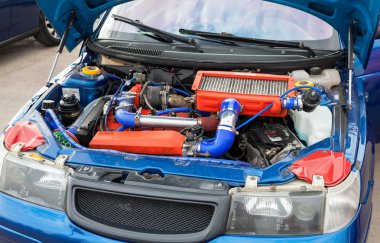 Lada closeup ayarlanmış turbo araba motoru