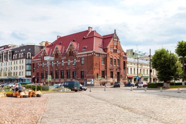Vyborg, Rusya'nın pazar meydanında Suomen Pankki bina