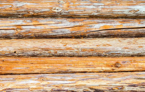 Wooden logs wall of rural house as background — Stock Photo, Image