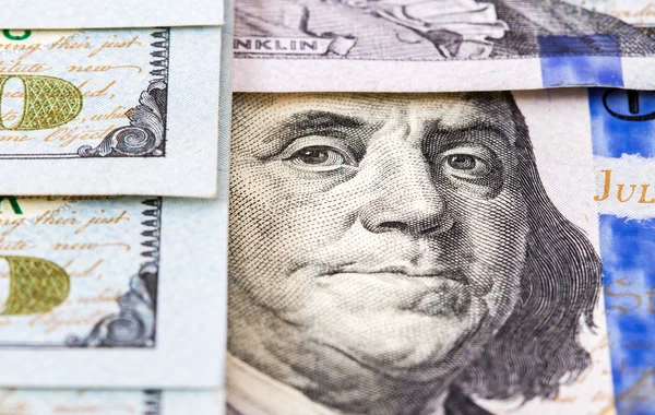 Benjamin franklin porträtt från 100 dollar sedel — Stockfoto