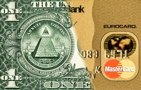 Le billet d'un dollar américain est converti en carte de crédit. C — Photo