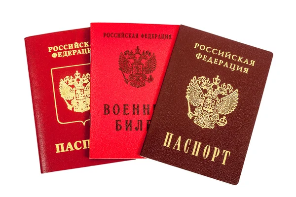 Russian passports (national and international type) and Military — Stock Photo, Image