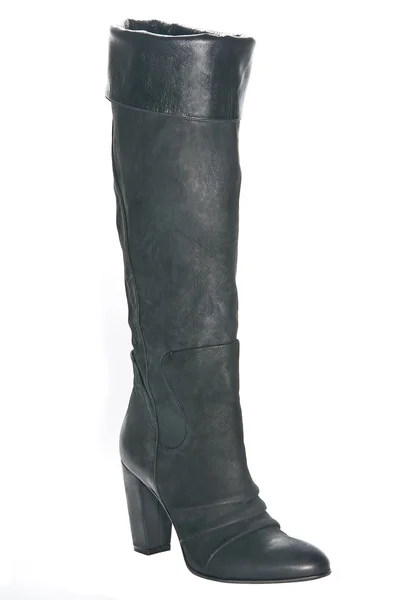 Botas de couro feminino em preto — Fotografia de Stock