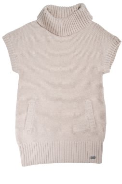 Bej renkli yün yeleği yakalı. İzole