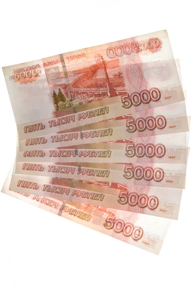 Fan of five thousandth Russian banknotes — Stock Photo, Image