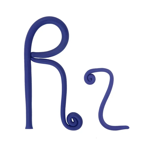 Buchstabe "r" aus Knetmasse auf weißem Hintergrund — Stockfoto
