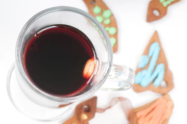 Glass of red mulled wine — Stock Photo, Image