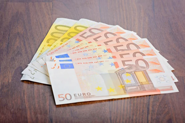 Close-up of Euro banknotes on the table — Stock Photo, Image