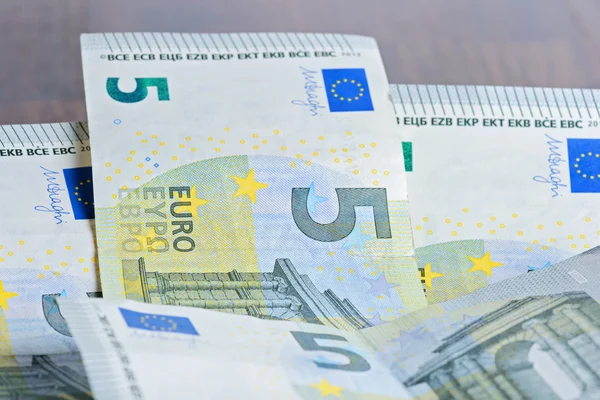 Close-up of 5 Euro banknotes — Stock Photo, Image