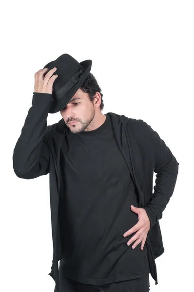 Um homem de chapéu preto — Fotografia de Stock