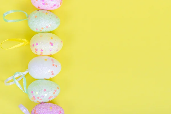 Easter eggs for border or frame closeup — Stock Photo, Image