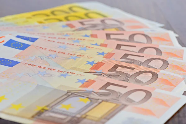 Close-up of Euro banknotes on the table — Stock Photo, Image