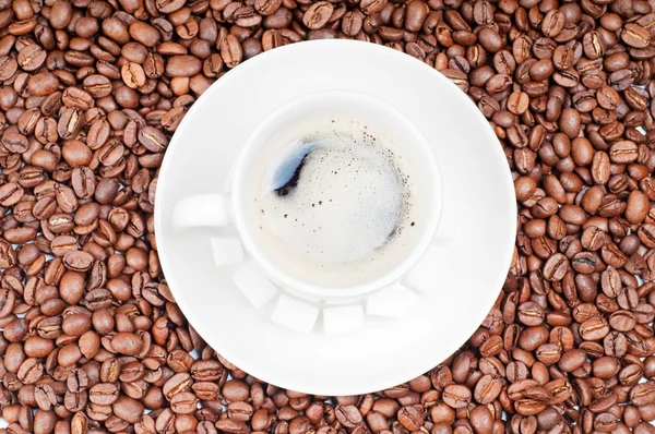 Vista de cima para a xícara de café — Fotografia de Stock