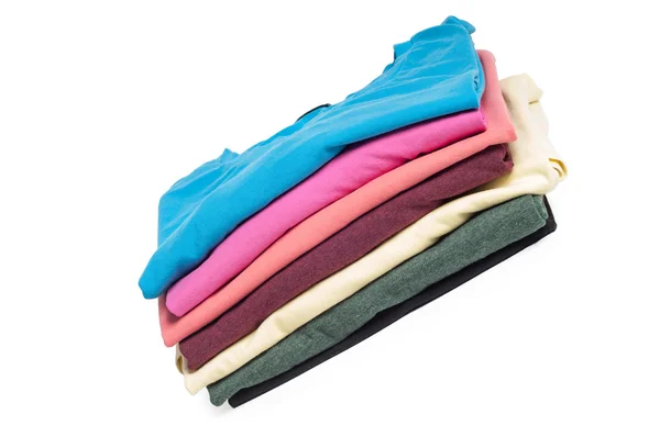 A pile of folded T shirts — Stock Photo, Image