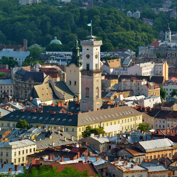 Wieża ratusza we Lwowie sity — Zdjęcie stockowe