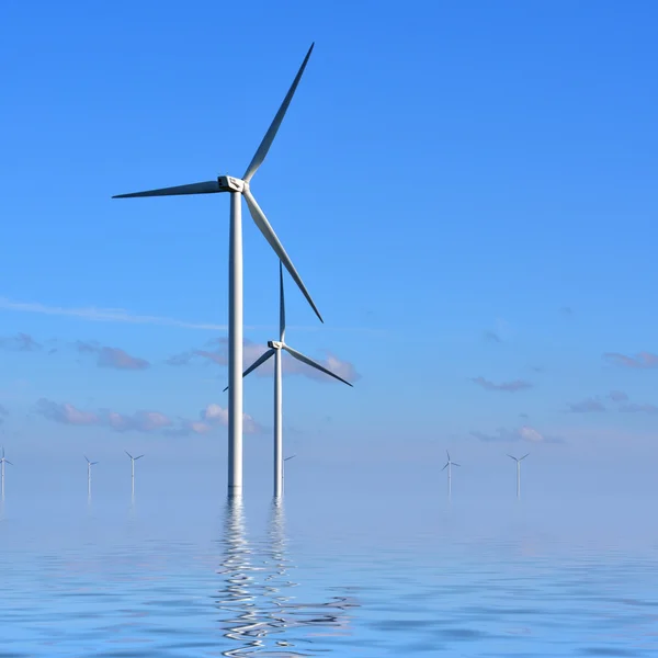 Windturbines in de zee — Stockfoto