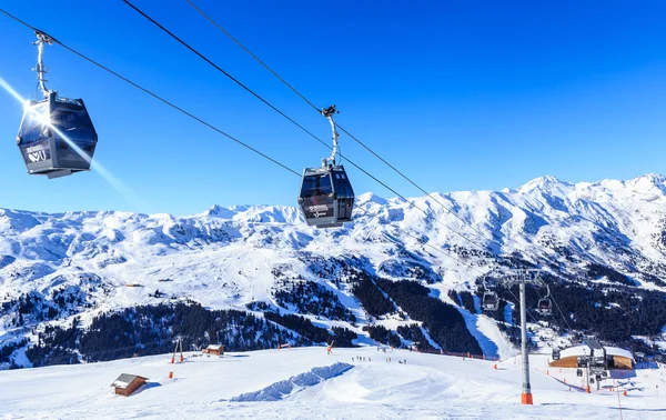 Kabinen Seilbahn Skigebiet Meribel, Frankreich — Stockfoto