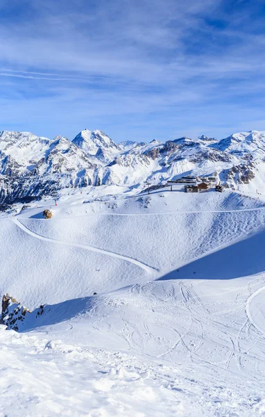 View of snow covered Courchevel slope in French Alps. Ski Resort — Stock Photo, Image