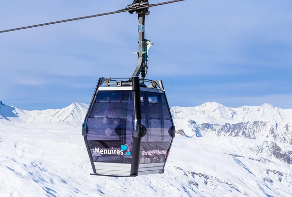 Kabin teleferik Kayak Merkezi Val Thorens. Fransa — Stok fotoğraf