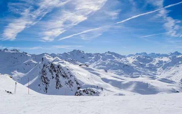 Θέα στην κοιλάδα του Val Thorens. Γαλλία — Φωτογραφία Αρχείου