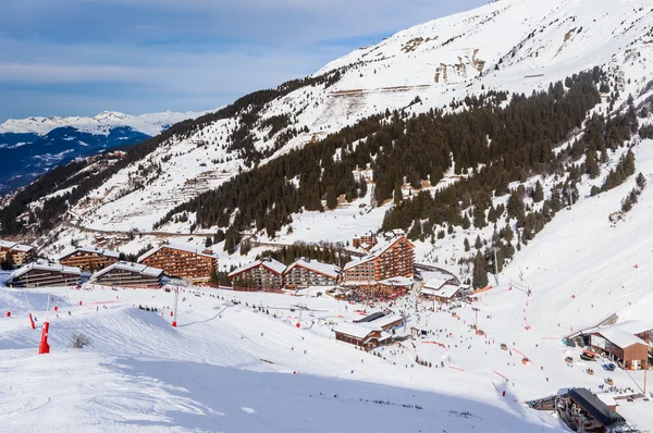 Meribel Ski Resort, falu a Meribel-Mottaret (1750 m). Franciaország — Stock Fotó