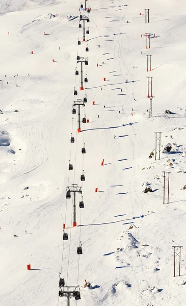 Ski lift. Kayak Merkezi Meribel. Fransa — Stok fotoğraf