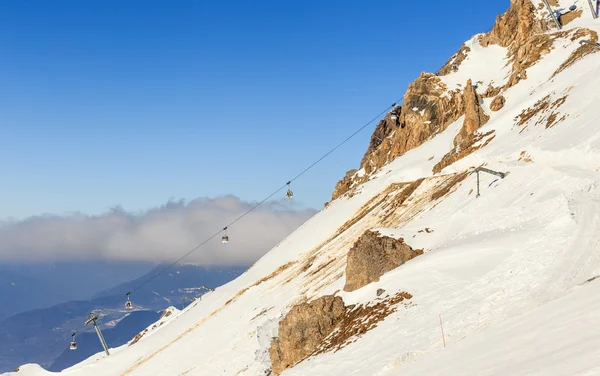 Cabines cableway ski resort de Meribel, França — Fotografia de Stock