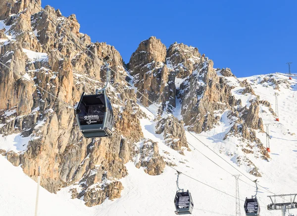 Cabins cableway ski resort of Meribel, France — Stock Photo, Image