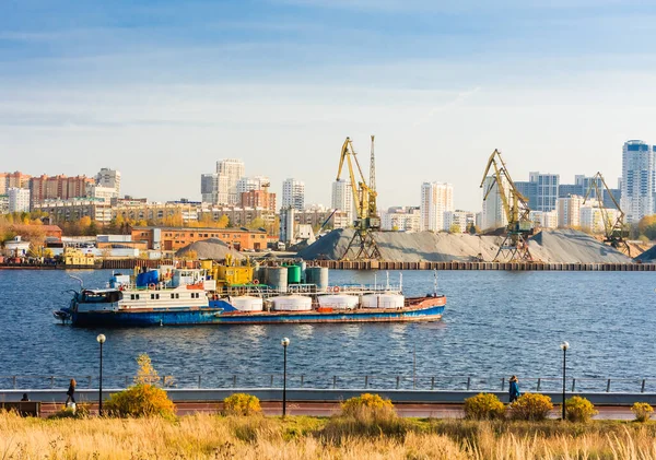 Oil Tanker Khimki Reservoir Moscow — Stock Photo, Image