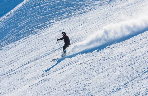 Snowboarder Nas Encostas Estância Esqui Grandvallira Montanhas Pirenéus Andorra — Fotografia de Stock