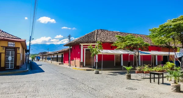 Gata Med Färgglada Hus Granada Grundades 1524 Nicaragua Centralamerika — Stockfoto
