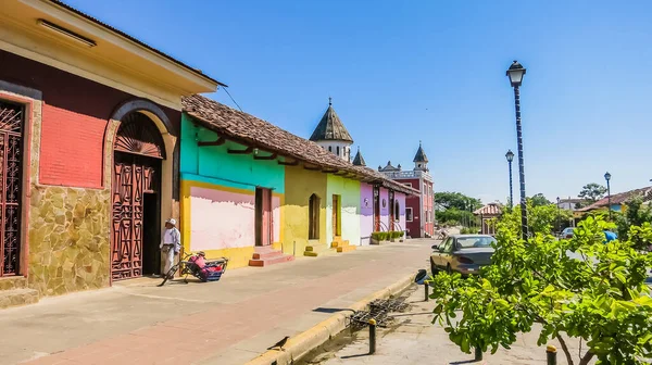 Straat Met Kleurrijke Huizen Granada Opgericht 1524 Nicaragua Midden Amerika — Stockfoto