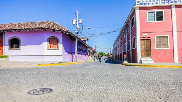 Calle Con Casas Coloridas Granada Fundada 1524 Nicaragua Centroamérica — Foto de Stock