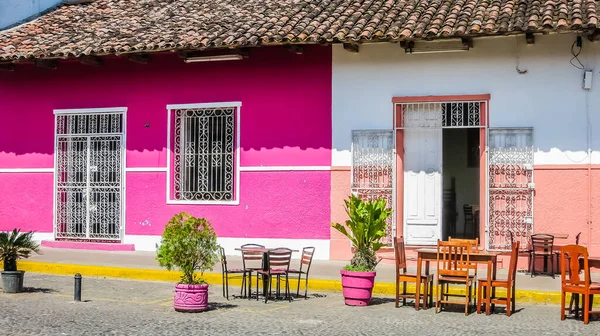 Straße Mit Bunten Häusern Granada Gegründet 1524 Nicaragua Mittelamerika — Stockfoto