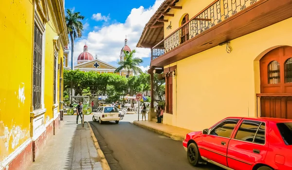 Street Színes Házak Granada Alapították 1524 Nicaragua Közép Amerika — Stock Fotó