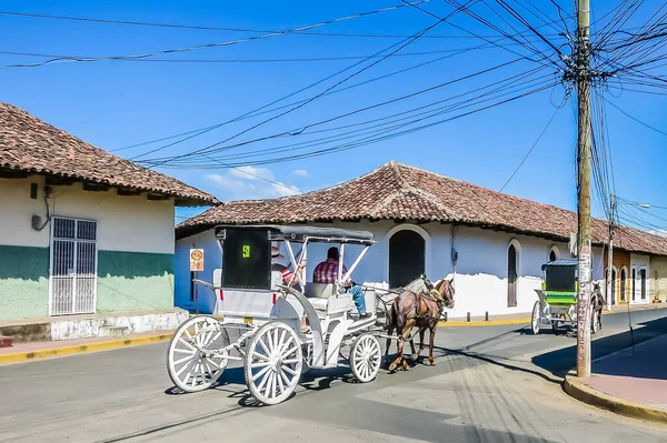 Street Színes Házak Granada Alapították 1524 Nicaragua Közép Amerika — Stock Fotó