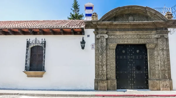 Gata Med Färgglada Hus Den Historiska Staden Antigua Unescos Världsarv — Stockfoto