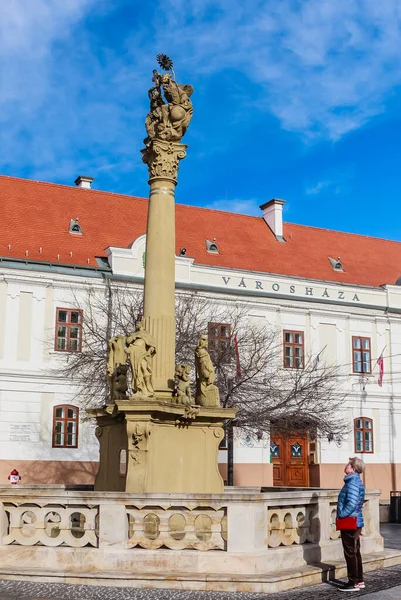 Sloup Nejsvětější Trojice Náměstí Ter Keszthely Maďarsko Evropa — Stock fotografie