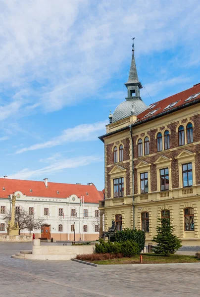 Trinity Column Escuela Secundaria Main Square Keszthely Lake Balaton Hungría —  Fotos de Stock