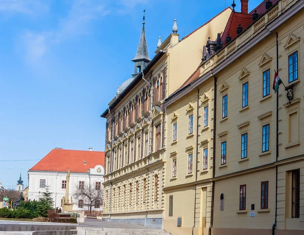 Trinity Column Middelbare School Main Square Keszthely Balatonmeer Hongarije Europa — Stockfoto