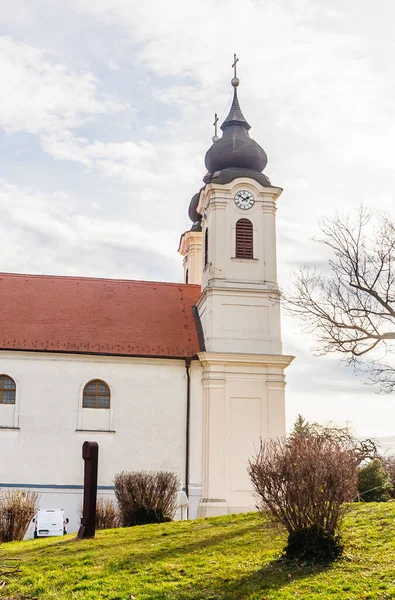 Aldeia Tihany Margens Lago Balaton Península Tihany Hungria Igreja Barroca — Fotografia de Stock