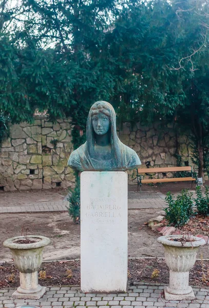 Statua Baumberg Gabriella Kocsis Andras Nel Parco Sul Lago Tapolca — Foto Stock