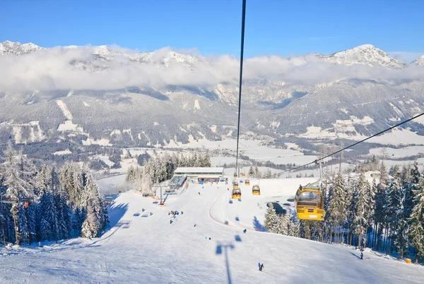 Καμπίνα λιφτ του σκι. Χιονοδρομικό κέντρο Schladming. Αυστρία — Φωτογραφία Αρχείου